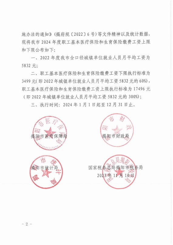 关于揭阳市2024年度社会保险缴费比例调整通知