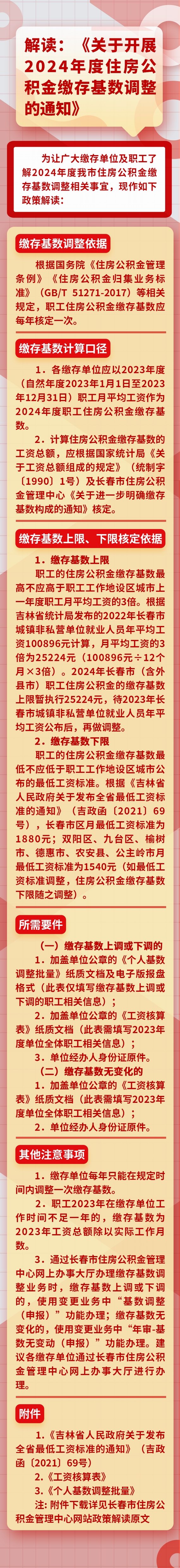 长春2024年度住房公积金缴存基数调整通知